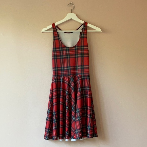 Blackmilk Dresses & Skirts - Blackmilk Red Tartan Scoop Racer Skater Dress